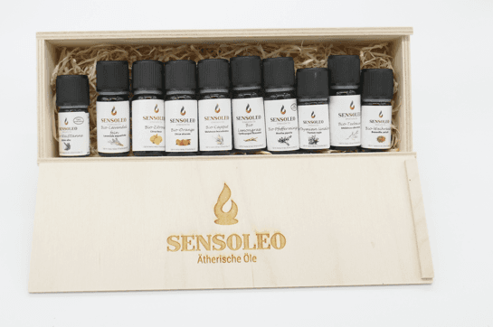 Starterset - 10 ätherische Öle für Einsteiger in einer Holzbox