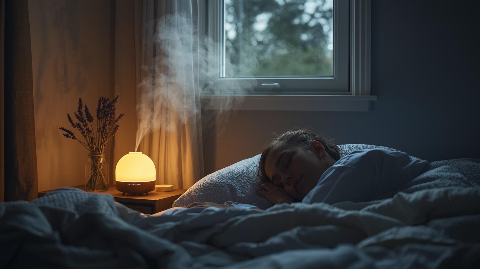 Diffusor mit ätherischen Ölen für entspannten Schlaf