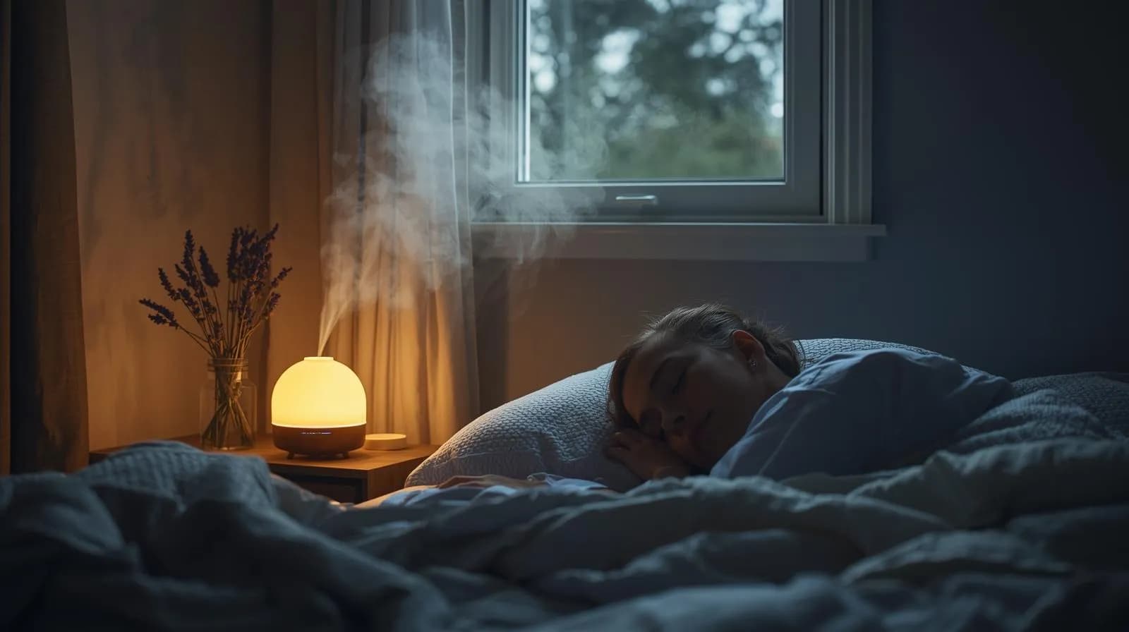 Diffusor mit ätherischen Ölen für entspannten Schlaf